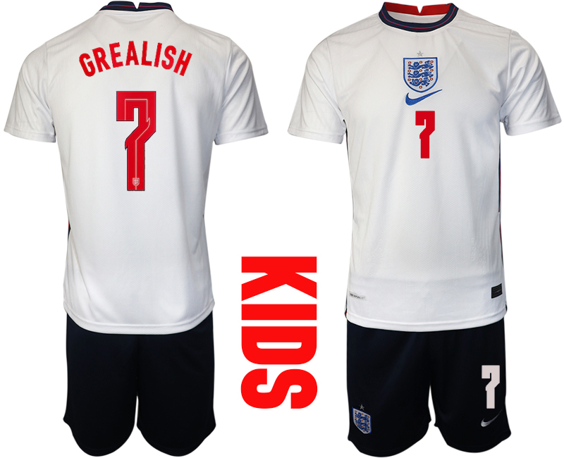 2021 European Cup England home Youth #7 soccer jerseys